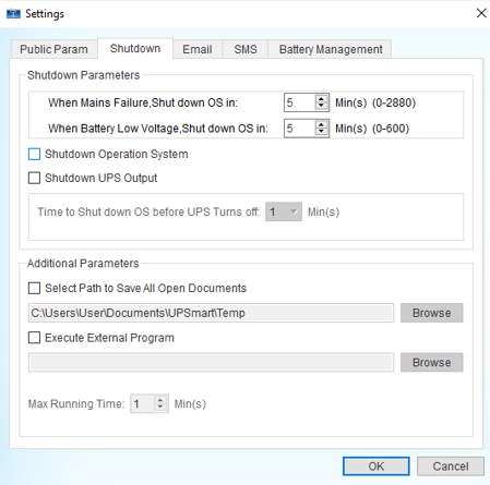 Shutdown Tab Settings
